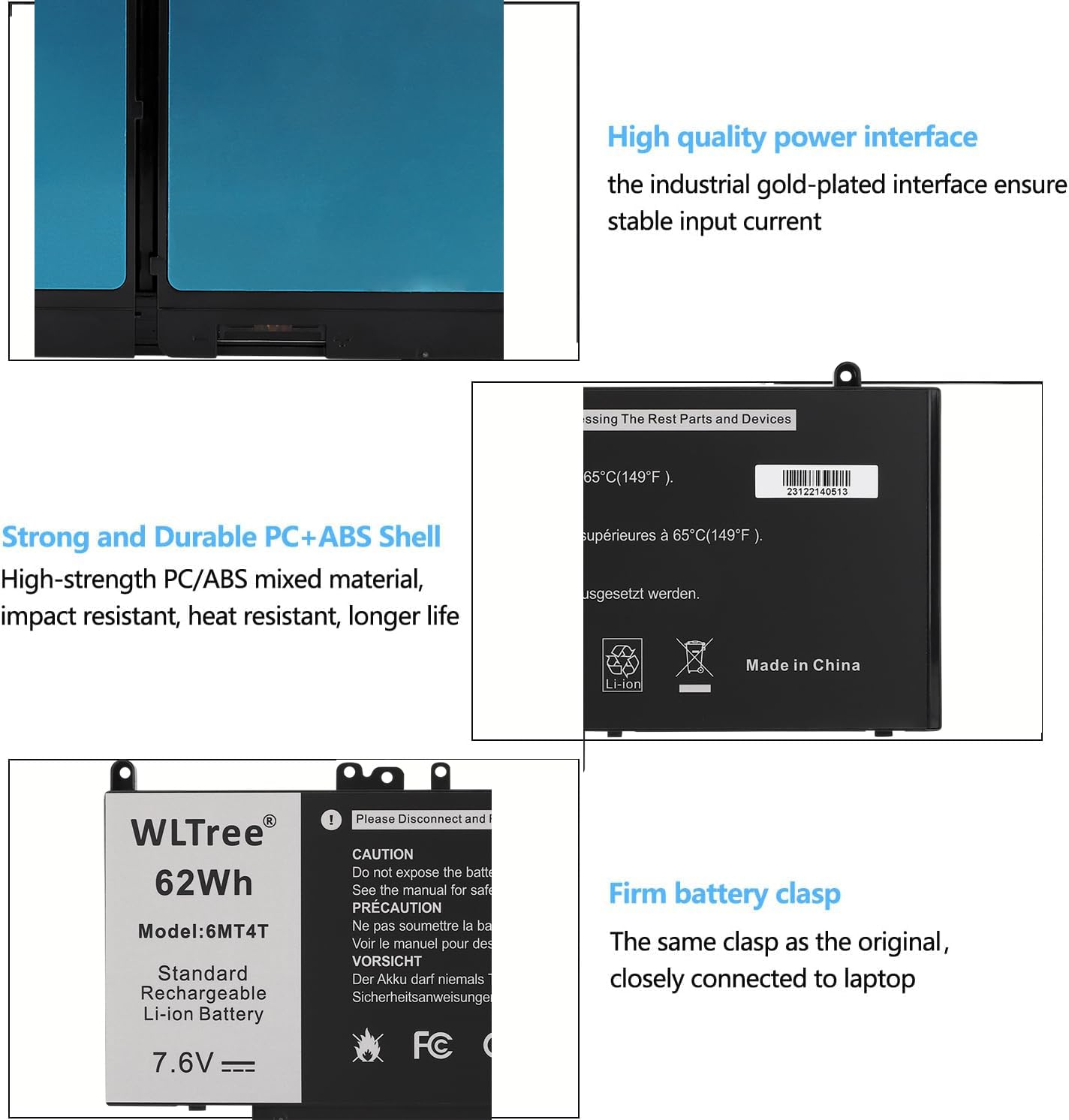 62Wh 6MT4T Batteria per PC Dell Latitude E5470 E5570 E5270 Precision 3510 Mobile Workstation 7V69Y TXF9M 79VRK 07V69Y WYJC2 VMKXM 6MT4T 0HK6DV 079VRK 0TXF9M 451-BBUN 451-BBTW 0C1P4 Battery