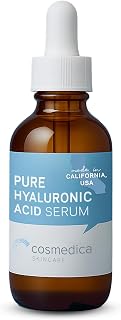 Cosmedica Skincare 100% Pure Hyaluronic Acid Serum - Anti-Aging Intense Hydration, Wrinkle Reducing, Brightening Non-Greasy 2oz