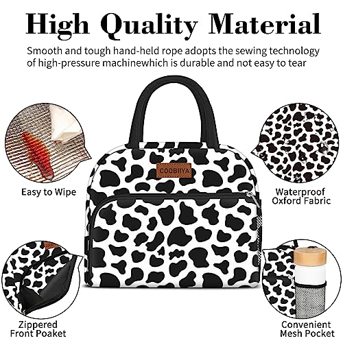 Coobiiya Lunch Bag Women,Cow Print Lunch Box For Women Adult Men, Insulated Reusable Small Leakproof Cooler Cute Lunchbox Tote For Work Office Picnic Beach Or Travel (Cow) #TOP3