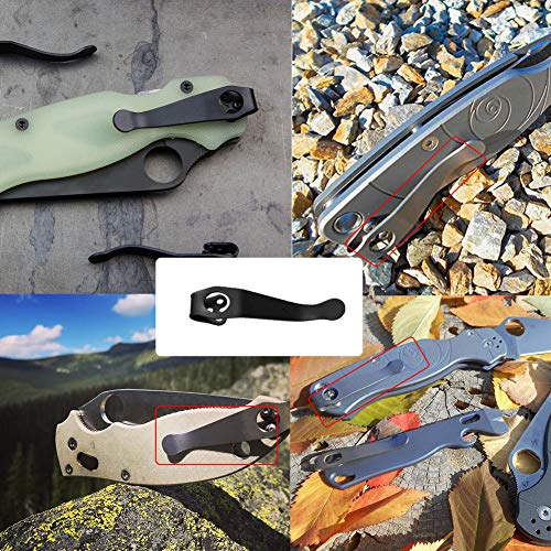 For Spyderco C81 C10 C11 Pocket Back Clip, 3-hole Titanium Alloy Deep Carry Pocket Clip, 55x12mm - Thumbnail 7