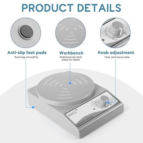 Miniatura 5 de HYCC Agitador magnético de laboratorio con barra de agitación magnética y barra de agitación Retriever, 3000 RPM, máx. Capacidad 101.4 fl oz