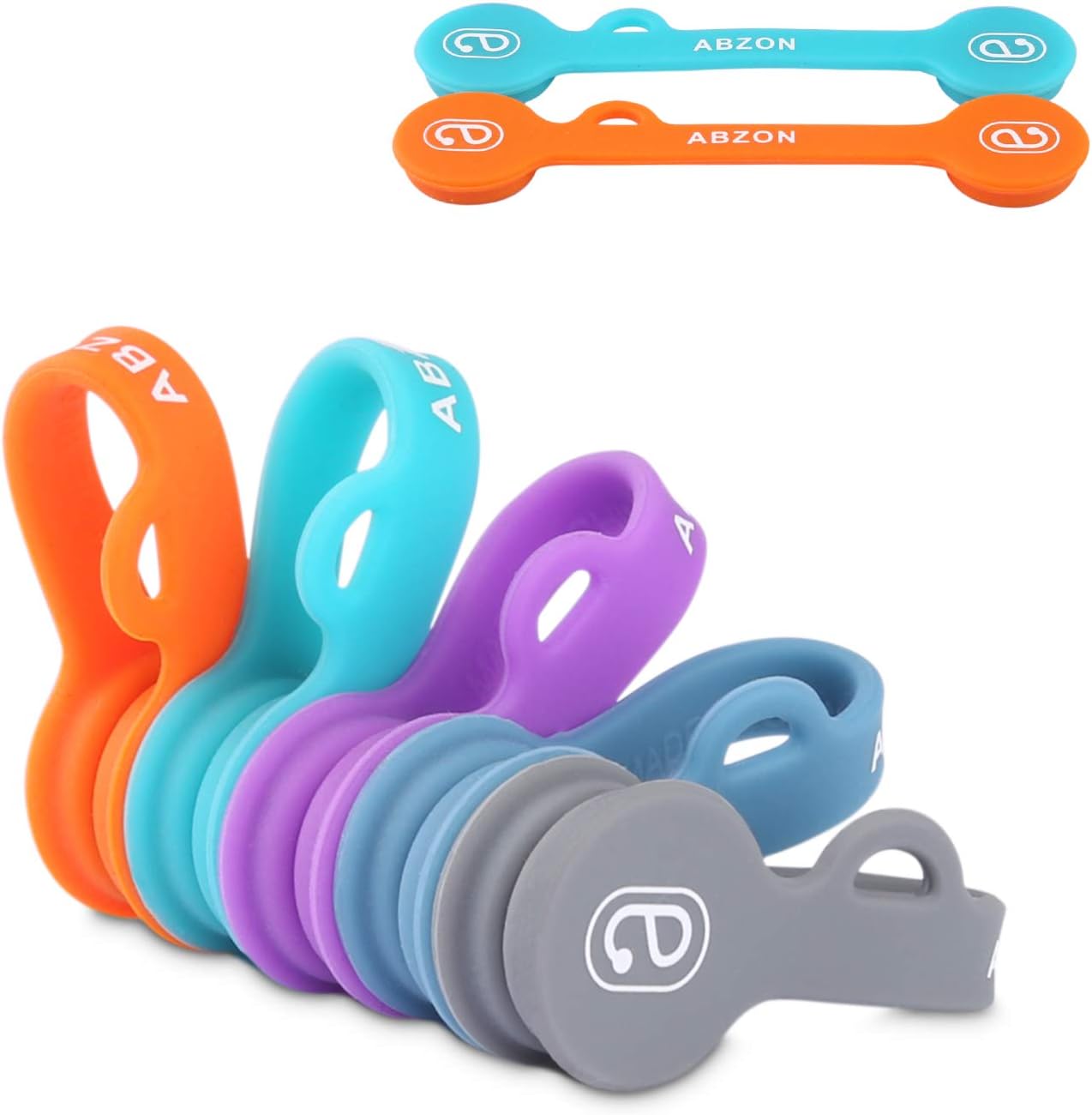 ABZON Magnetic Cable Clips Earphones Cord Organiser Charger Tidy Manager Soft Silicone for Headphones/Date USB Cable, Use as Bookmarks/Keychain One Step to Organiser Your Disordered Cables 5 Pack …
