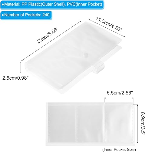 Miniatura 2 de PATIKIL Carpeta para tarjetas fotográficas, 240 bolsillos, carpeta de fotos de PP, soporte para tarjetas de índice, fundas para álbum, para