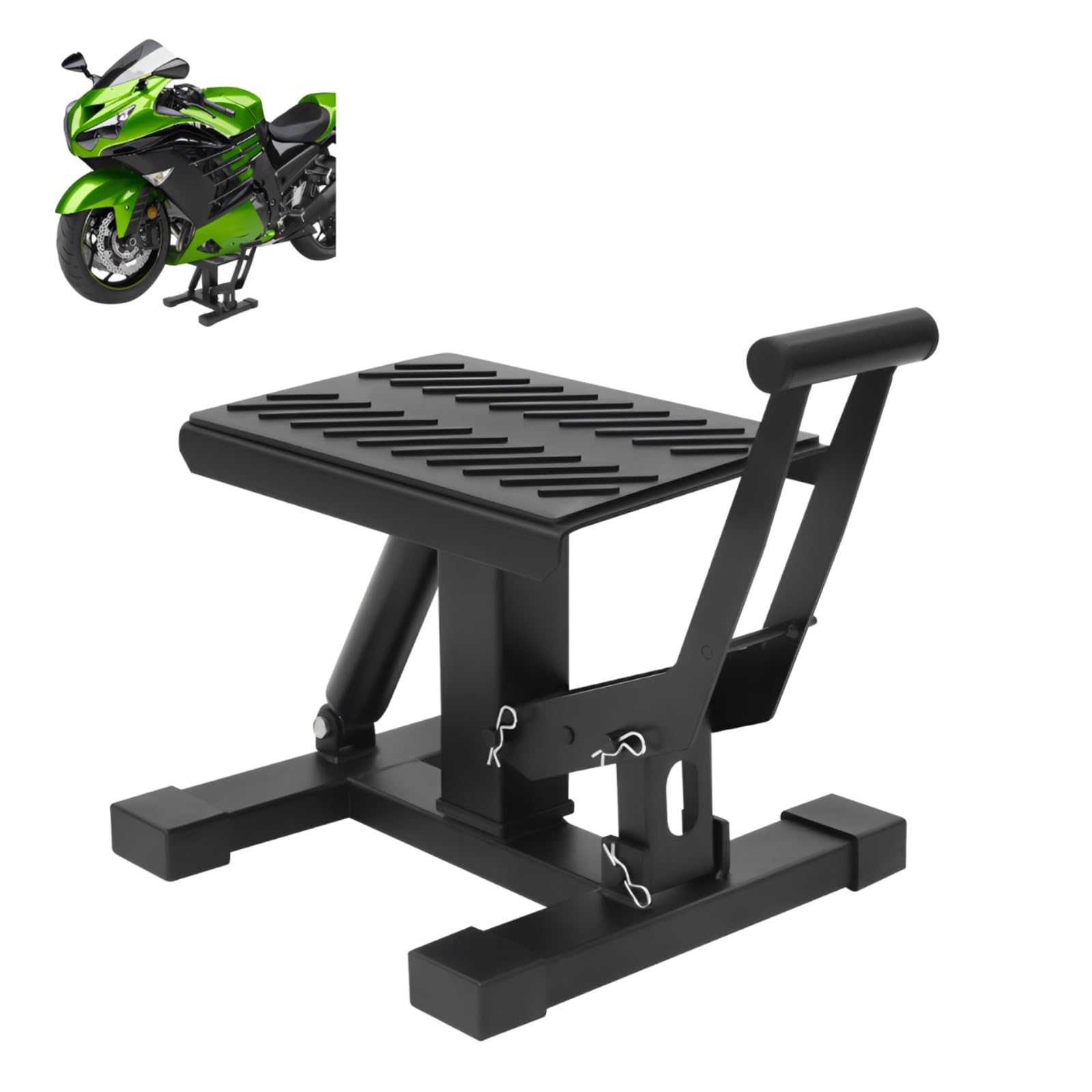 Elevador de motocicleta, elevador de moto, soporte de reparación y mantenimiento de motos de cross, altura ajustable 250 – 342 mm, capacidad de carga 200 kg, 30 × 31 × 34,2 cm, color negro