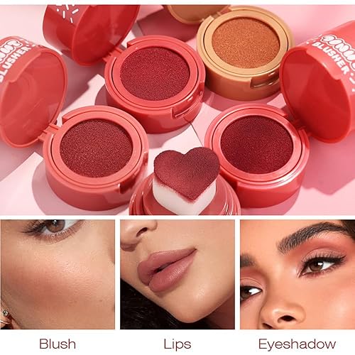 Miniatura 3 de Cojín de aire Blush mejilla Sponqe Seal Blush Heart Head Sello rosa mate impermeable de larga duración Maquillaje facial altamente pigmentado rojo