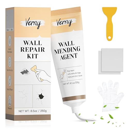 VERNY Kit de reparación de pared, pasta de reparación de paneles de yeso con herramientas, adecuado para grietas, descamación y manchas en paredes,