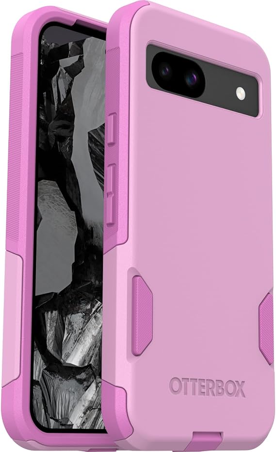 OtterBox Google Pixel 8a Commuter Series Case - Run Wildflower (Pink), Slim & Tough, Pocket-Friendly, with Port Protection