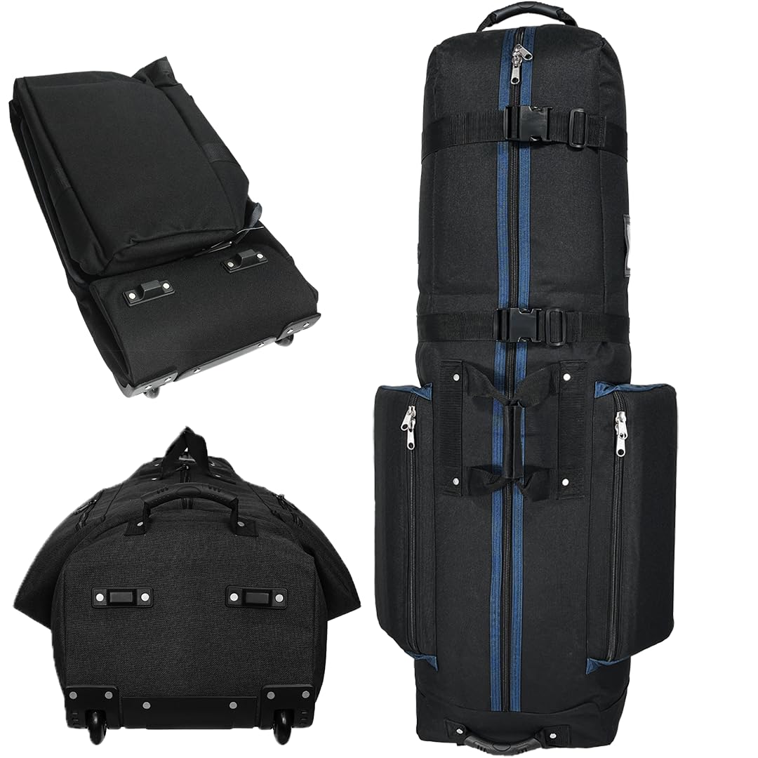 CaddyDaddy Constrictor Soft-Sided Golf Travel Bag Cover with Thick Dense Foam Padded Top 1 Year Full Travel Bag Replacement Coverage | Wheels & Lockable Zippers Case for Transporting Clubs on Airlines