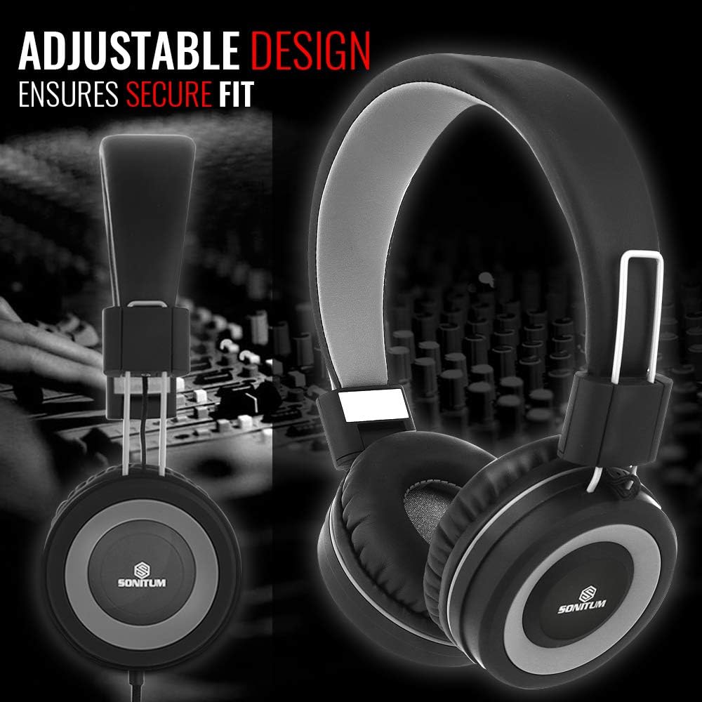 Sonitum Kids Headphones with Microphone, Wired Head Phones with Volume Control for Computer Cellphone, On Ear Headphones for School, Foldable/Adjustable fit Tangle Free 1.5m Cord, 3.5mm Jack : Electronics