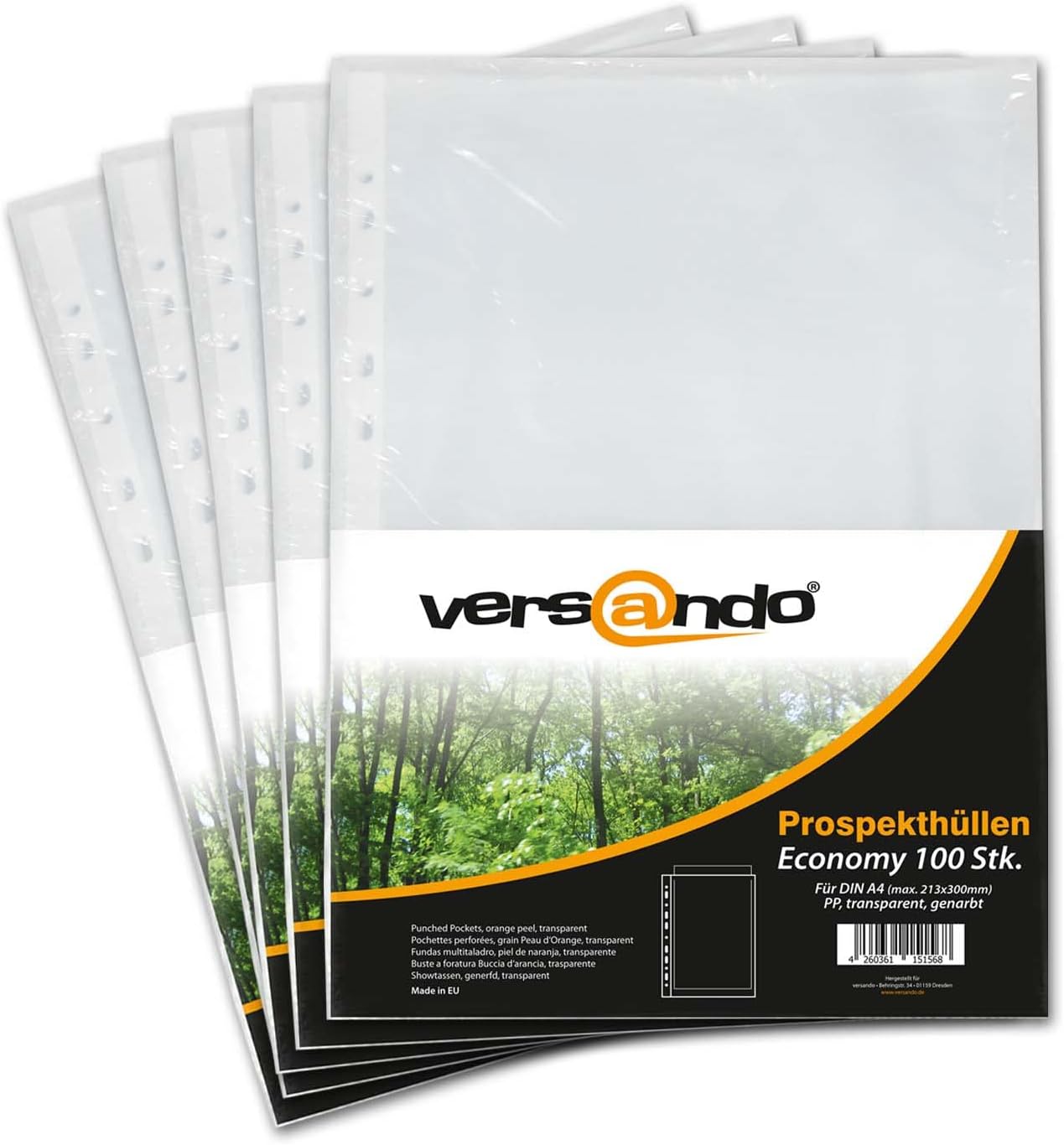 Idena Klarsichthüllen A4 - 500 Stück, Genarbt, 40µ Stark, Mit Universallochung Für Ordner