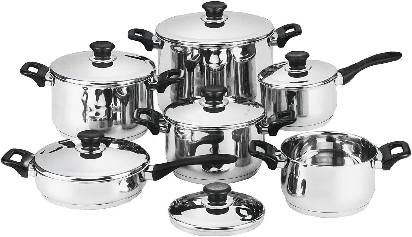 BATTERIA DI PENTOLE BAVARIA 12 PEZZI IN ACCIAIO INOX 18/10