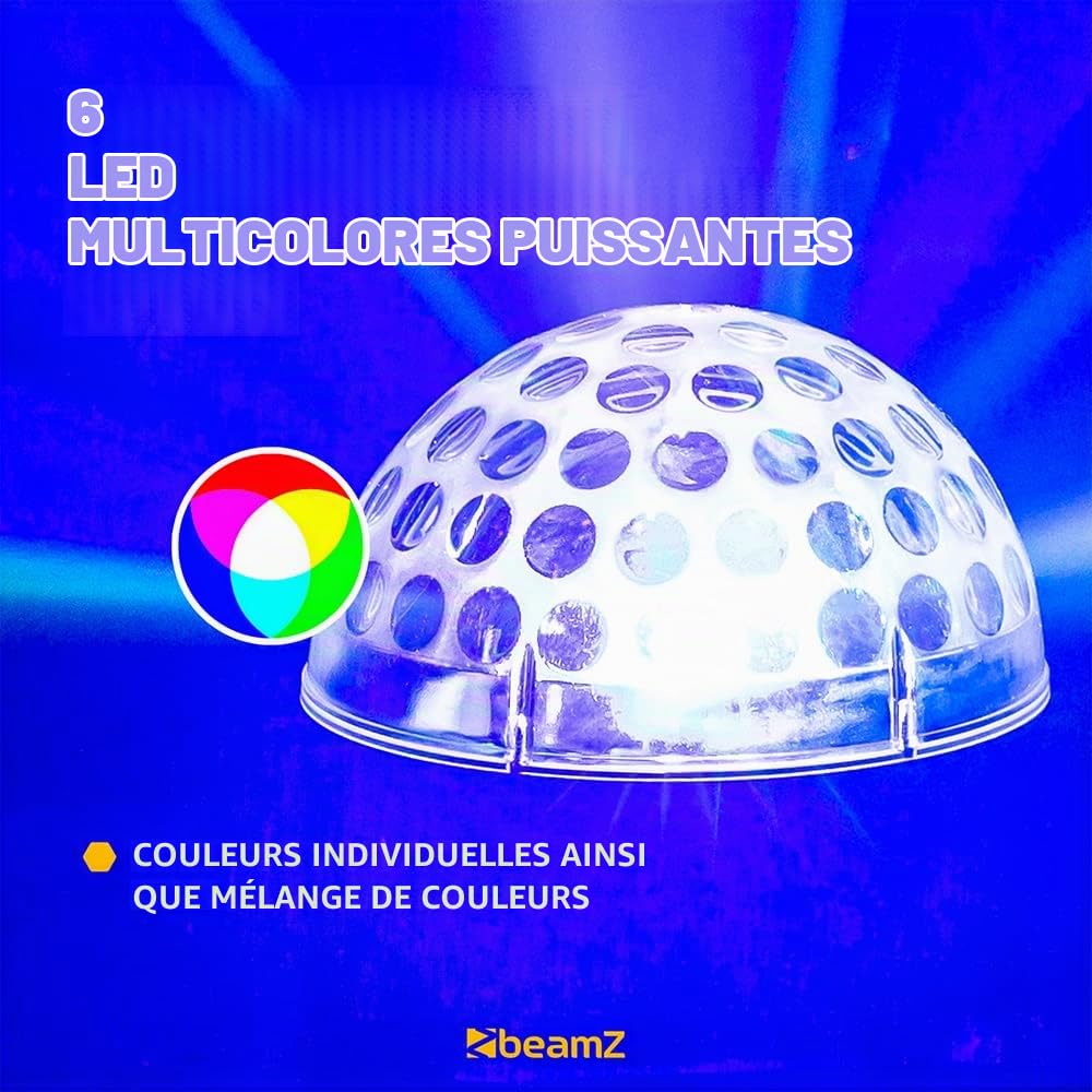 BeamZ JB60R Jelly Ball Effet Lumineux 6 x 1W LED, 5 Canaux DMX, 82 Faisceaux Rotatifs, Mode Automatique et Audio, Faible Consommation, Boitier Solide, Télécommande Incluse