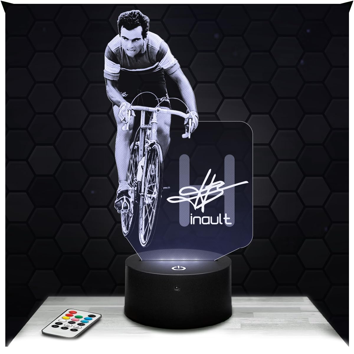 Lampephoto.fr - Bernard Hinault Cycling 3D Lamp Night Light Decoration Bike Cyclist. Gift Idea for Men Object Bernard Hinault Cycling Adult Night Light Room Decor, Original Christmas Gift Idea for Men