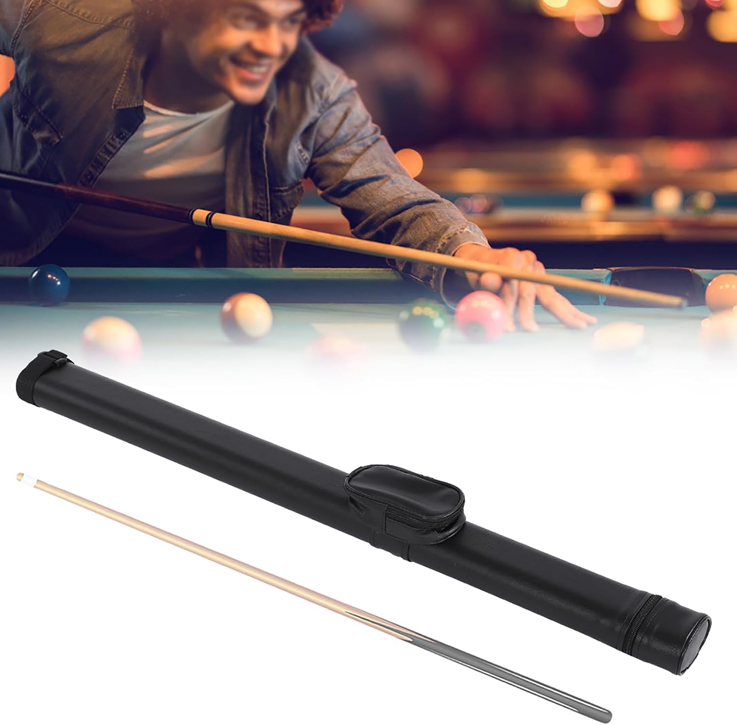 LIZEALUCKY Pool Cue Billiards Stick Carrying Case Durable Black Bag for Cue Accessories