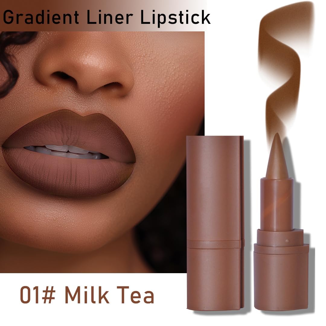 6PCS/Set 2-in-1 Gradient Lip Liner & Lipstick Lip Combo Set, Velvety Nude Lipliner Lipstick Ombre Effect, Long-Lasting - Image 2