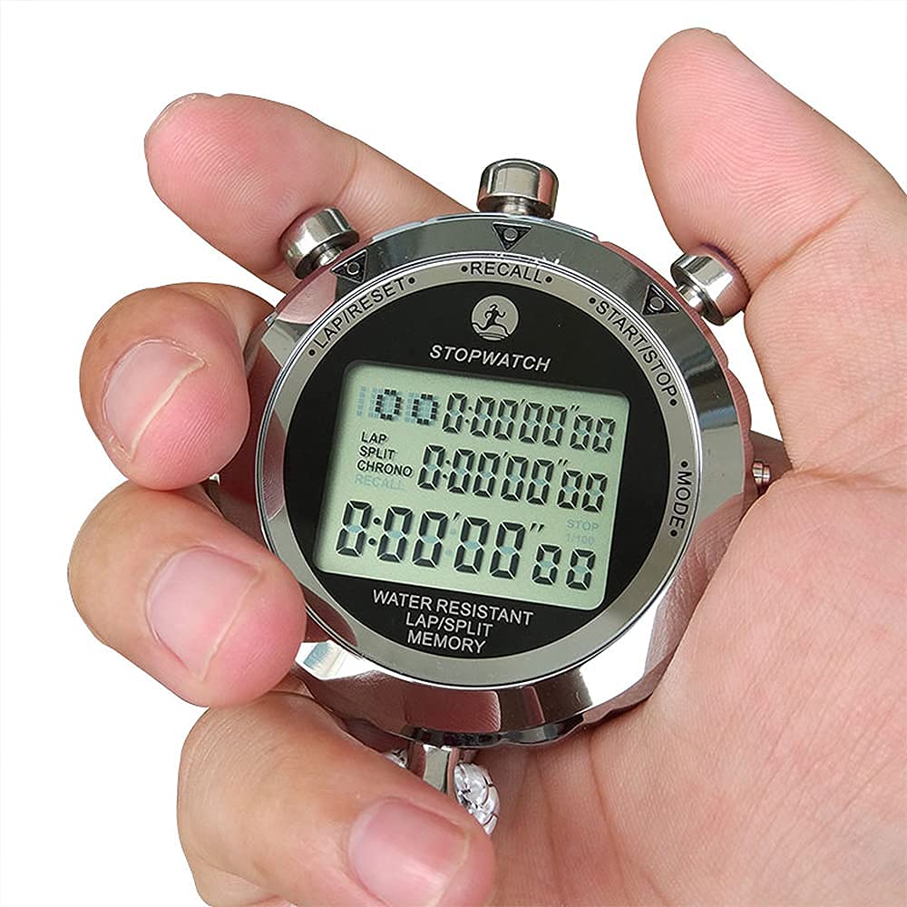 Chronomètre numérique 10 tours de mémoire boîtier métal étanche sport
