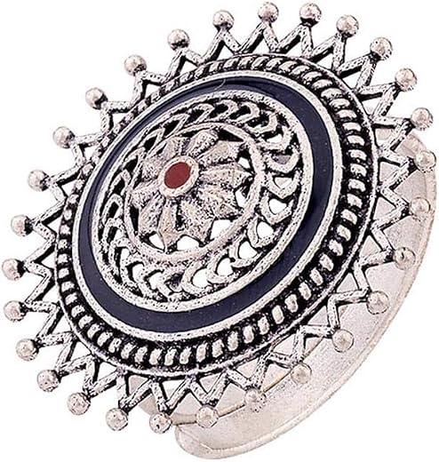 VOYLLA Mandala Multi-Colour Ring for Women|Oxidised Ring For Women|Adjustable Ring|Gift For Women|