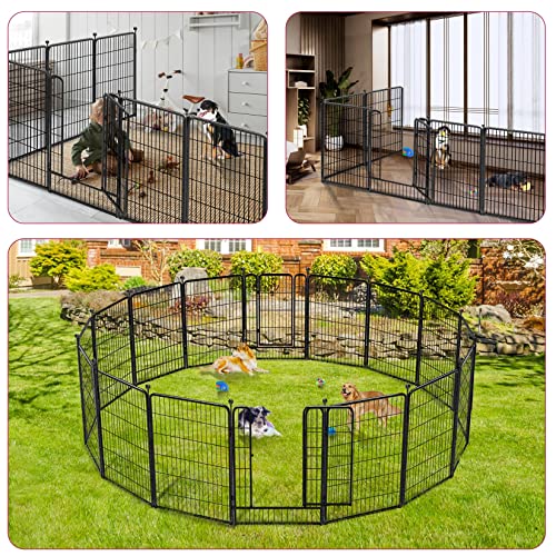 Jhsomdr Dog Playpen Foldable 8 Panels Dog Pen 40" Height Pet Enclosure Dog Fence Outdoor With Lockable Door For Large/Medium/Small Dogs,Puppy Playpen,Rv,Camping Pet Fence #TOP3