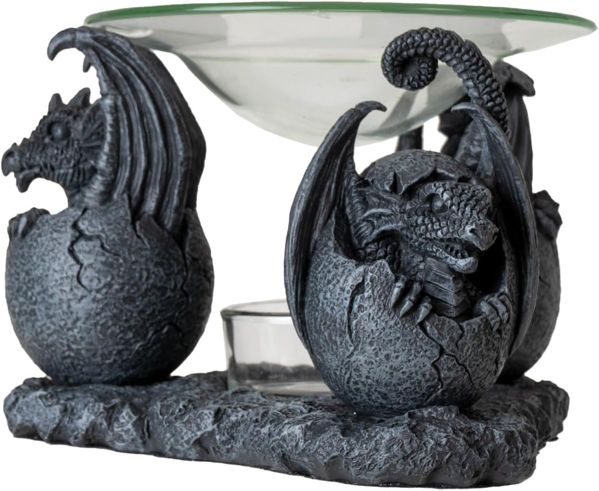 Pacific Giftware Dragon Hatchling Oil Burner Home Decor Adorable Baby Dragon Figurine Resin Burner for Essential Oils, Fragrance, or Tealight Candles, Ideal Gift for Fantasy Fans 4" H