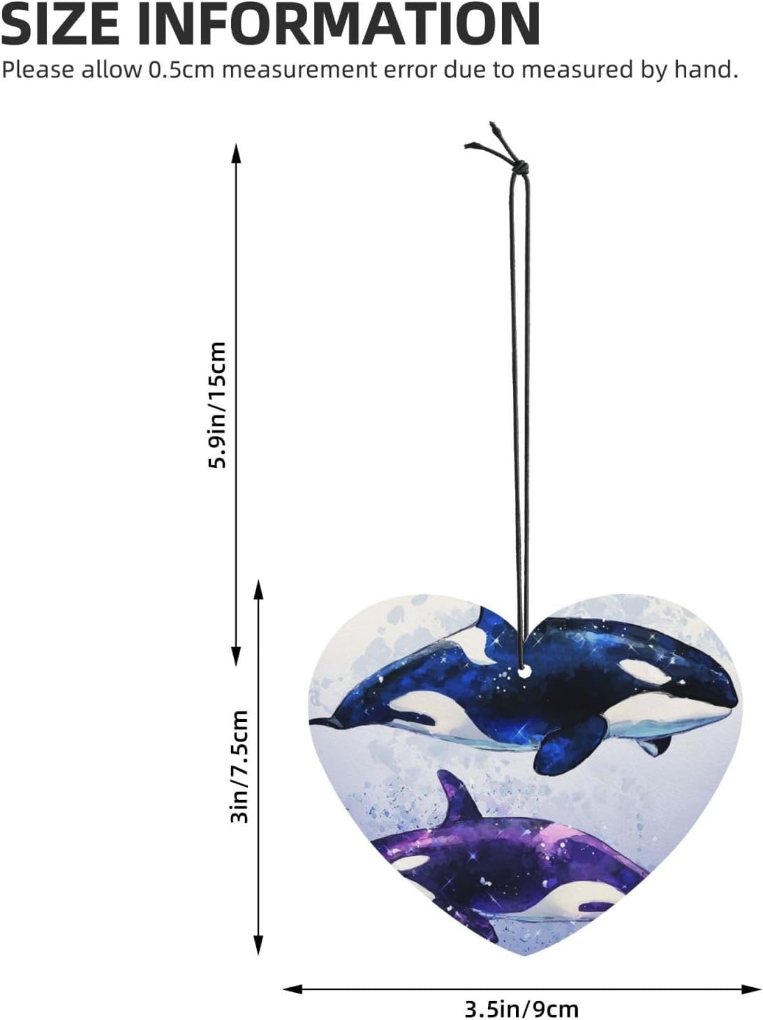 Car Air Freshener 24 PCS Orca Killer Whale Hanging Car Air Fresheners Auto Interior Decor Card Freshener Strong Scented Card Lavender Cars Scents for Office Bedroom Close Drawer Heart Shape