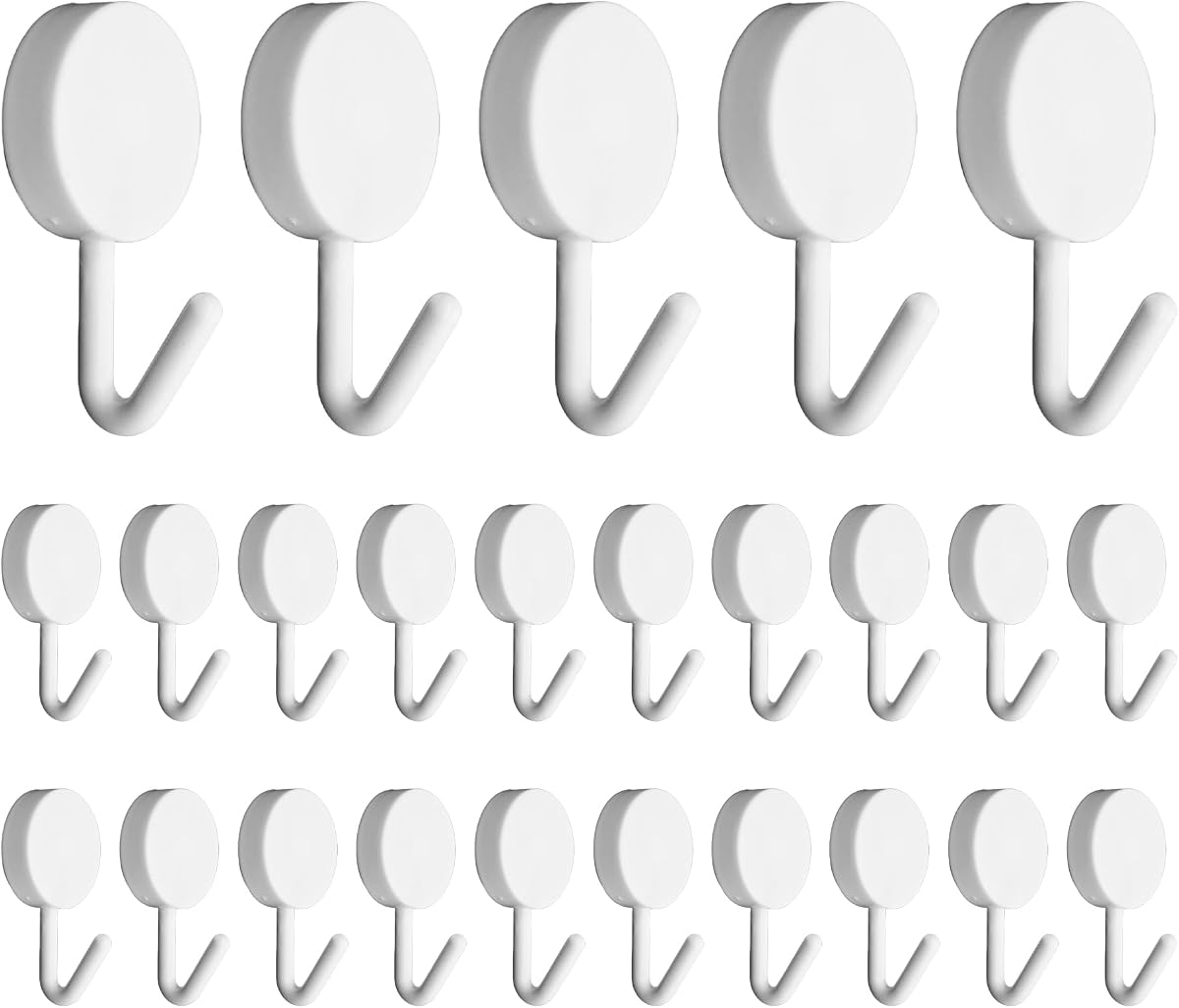 pson 25 ganchos de pared autoadhesivos, ganchos de plástico para llaves y toallas para el hogar, cocina, baño, oficina (blanco)