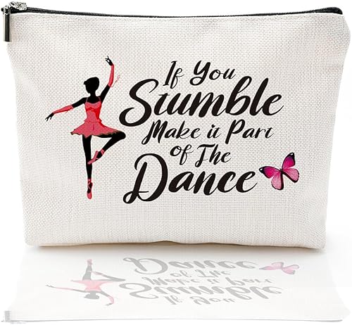 Bolsa de cosméticos con cita inspiradora, regalo inspirador para mujeres afroamericanas y niñas, If You Stumble Make it Part of the Dance Makeup