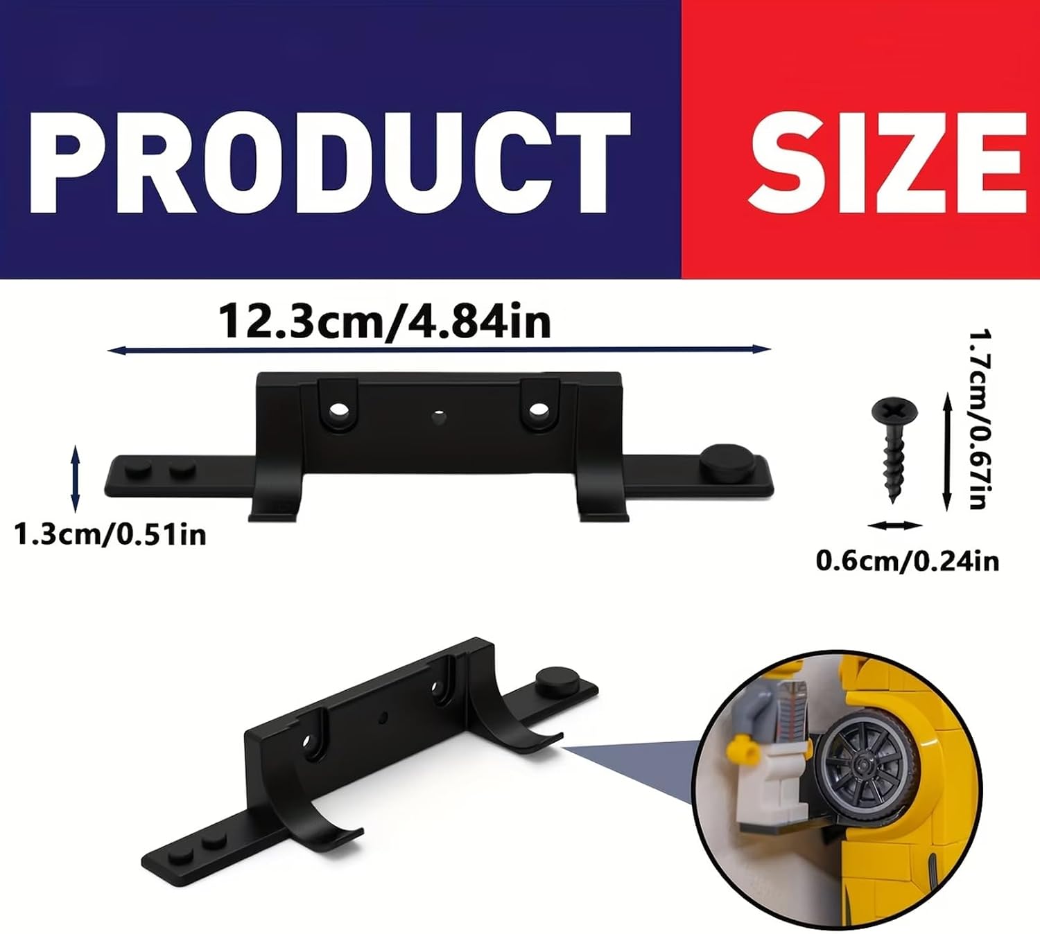 16pcs Wall Mount Compatible with Speed Champions, Display Stand Bracket with Dedicated Minifigure & Helmet Holder, Universal Fit for All Race Car Models, Black