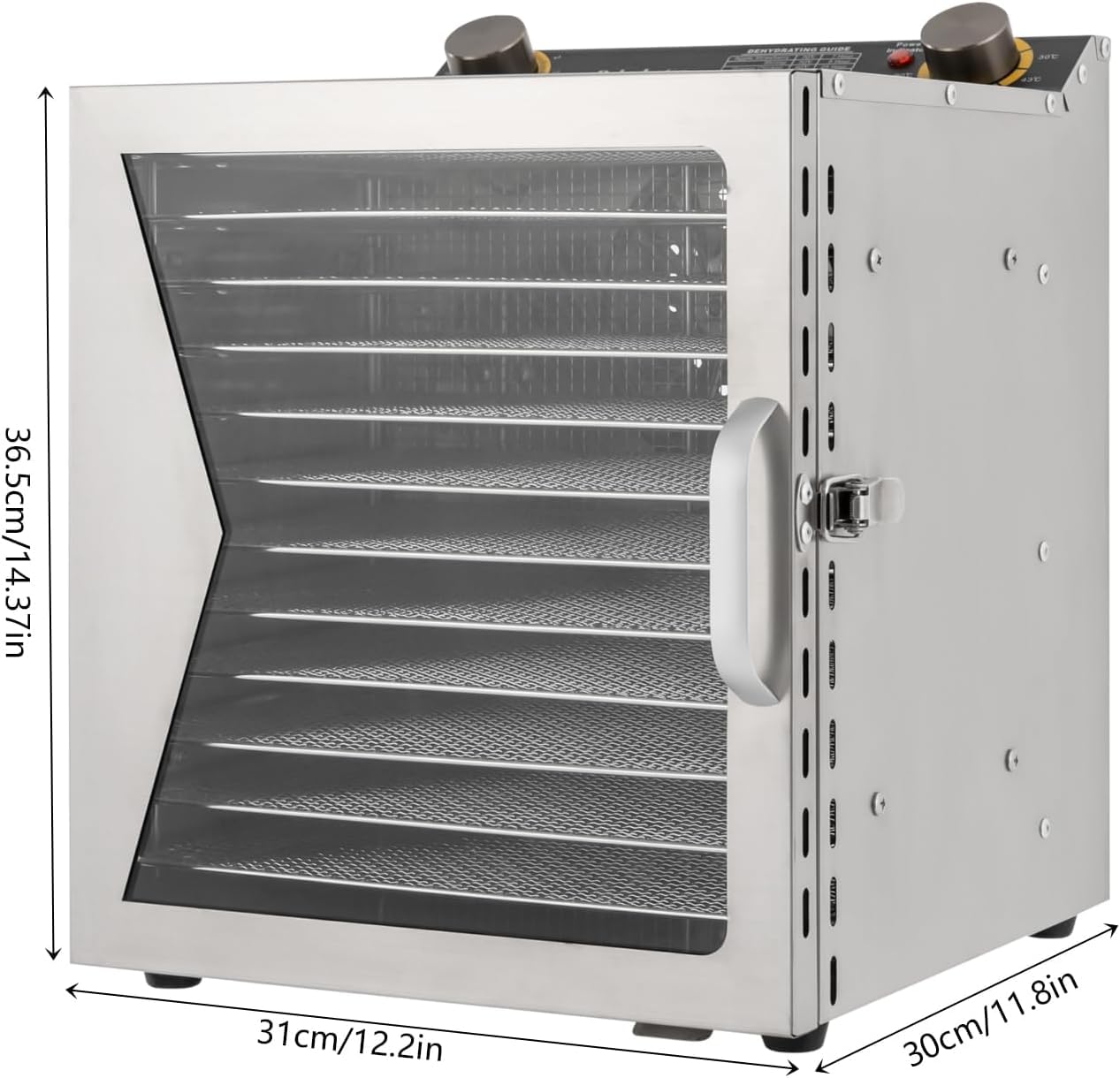 Liofilizzatore in acciaio inox – Essiccatore per alimenti, timer e controllo della temperatura regolabili, per frutta, verdura, carne, erbe aromatiche (12 vassoi)