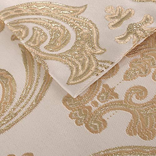 Housse de coussin chenille vintage crème au jacquard de soie dorée 45x45 - 5