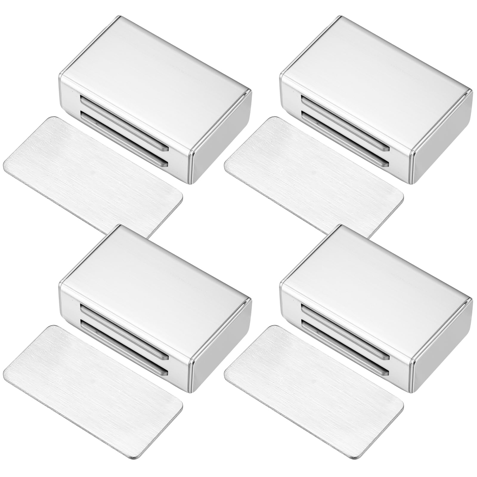 4 Stück Türmagnete für Schranktüren, Tür Magnete für Möbel Tür Magnetschnäpper Stark, Edelstahl Selbstklebende Magnetverschluss für Küche Schubladen Schrankmagnet Türschließer ohne Bohren