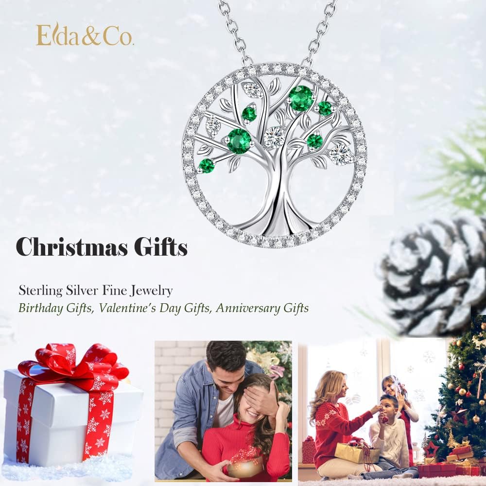 Tree of Life Necklace for Women Valentines Day Birthday Gifts for Wife Mom Birthstones Aquamarine Emerald and More Stonese Jewelry Sterling Silver - Image 6