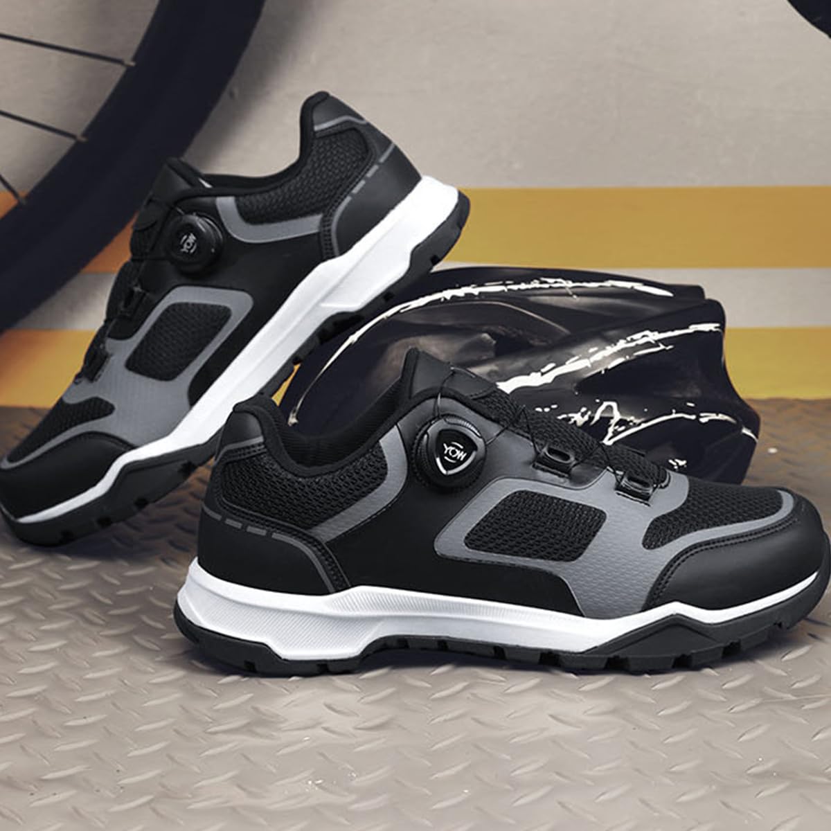 Scarpe da Mountain Bike Uomo, Compatibili con SPD, Scarpe da Ciclismo MTB Traspiranti e Resistenti Traspiranti, per MTB Trail e Escursionismo
