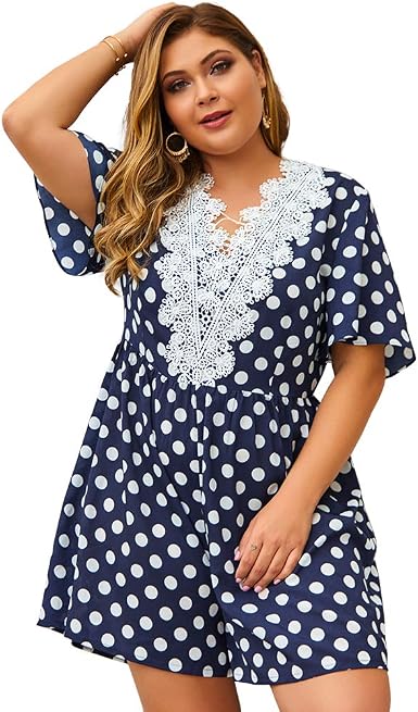 Amazon.com: WANATEN Vestidos de manga corta de lunares de talla grande para  mujer (1XL-4XL) : Ropa, Zapatos y Joyería