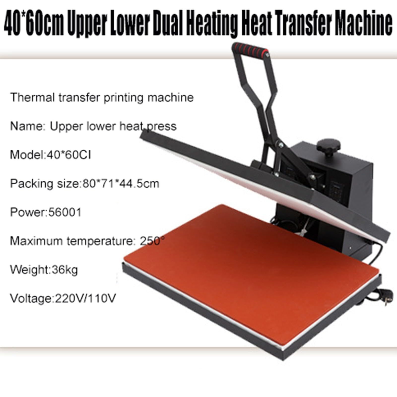 Pressa per Trasferimento di Calore 40X60cm Riscaldamento a Doppio Strato Macchina Digitale Intelligente per Pressa a Caldo 5600W Controllo Della Temperatura a Doppio Display per DIY Business A