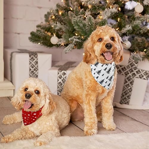 Miniatura 2 de CROWNED BEAUTY Bandanas navideñas para perros, paquete de 2 unidades, juego de pinetrees, bufandas reversibles triangulares ajustables para perros