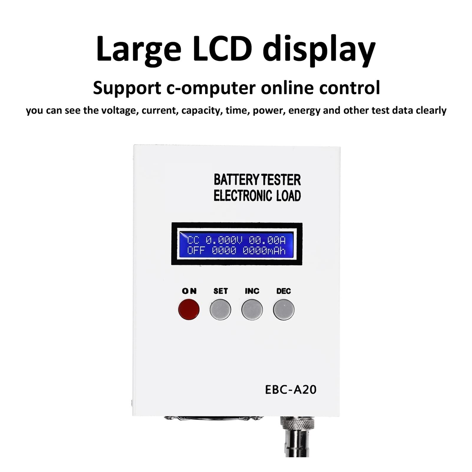 Batterietester, Batterietester 30 V 20 A 85 W Lithium-Blei-Säure-Batterien Kapazitätstestgerät 5 A Aufladen 20 A Entladeunterstützung PC-Softwaresteuerung
