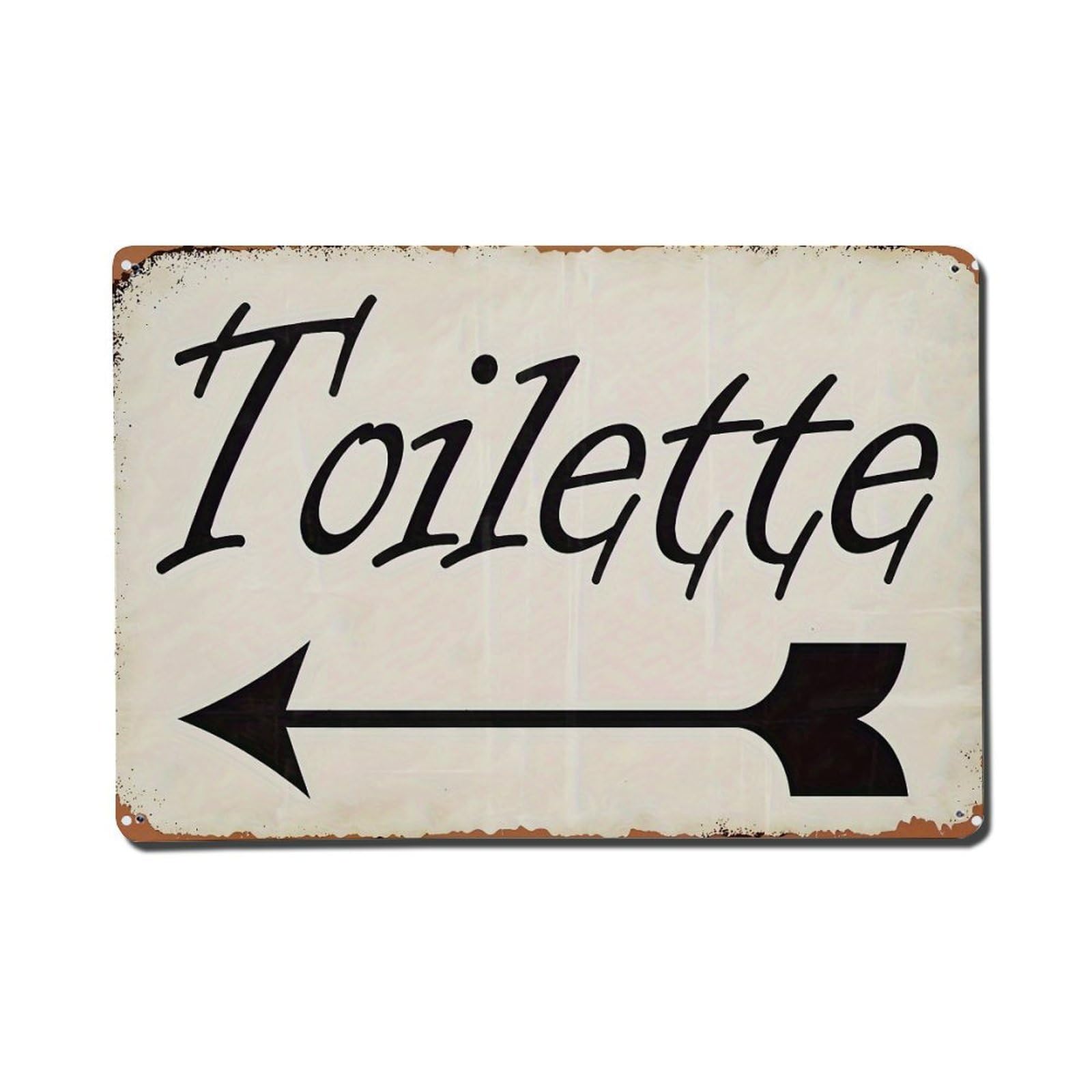 Toilette Sign With Arrow Vintage Tin Sign Retro Metal Wall Decor Metal Poster, Home Bar Garage Farmhouse Cafe Wall Art Decoration 8x12Inches