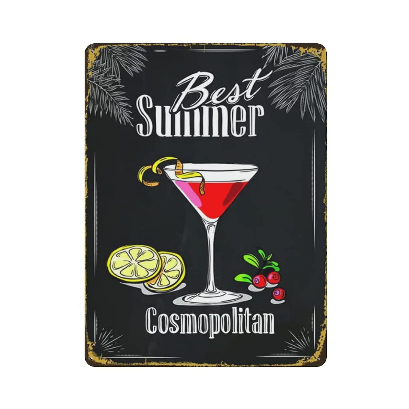 rayprint Metal Tin Sign Best Summer Cocktail Vintage Tin Poster Metal Sign Wall Decoration Country Kitchen Home Garage Decor 16"x12"