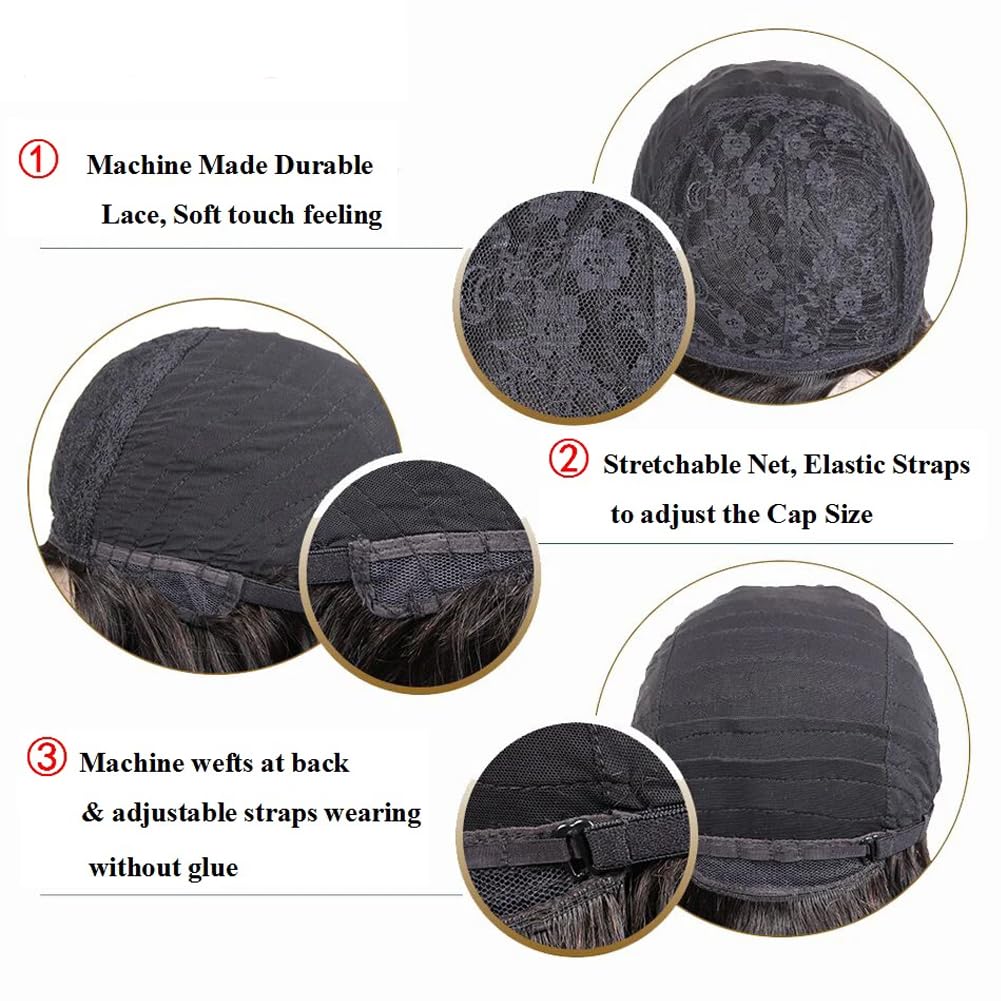 Kinky Curly 10 Inch Human Hair Wigs for Black Women - Wear and Go Glueless Short Wig with Natural Color - 100% Human Hair