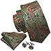 Barry.Wang Paisley Tie Fashion Set Hanky Cufflinks Neckties for Men Woven Silk