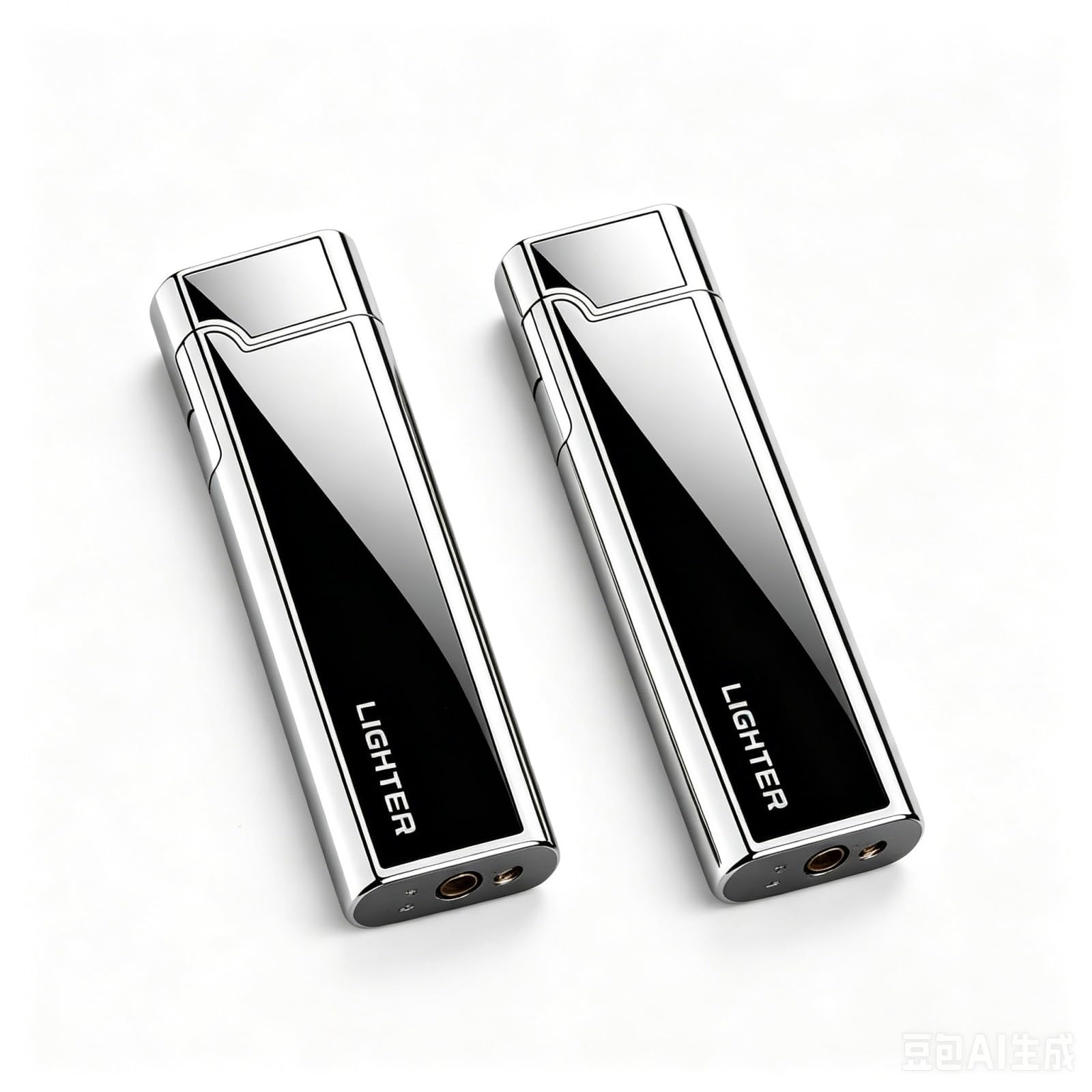 OGQBEAPC Slim Refillable Butane Lighter — Classic Ignition, Adjustable Flame — Portable Mini Gas Lighter for Men (2-Pack)(C)