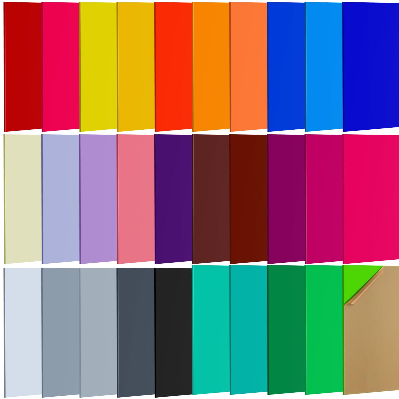 Geetery 30 Pack Colored Acrylic Sheets 1/8" Thick for Laser Cutting 3mm Cast Opaque Acrylic Sheets with Protective Paper for DIY Crafts Signs Home