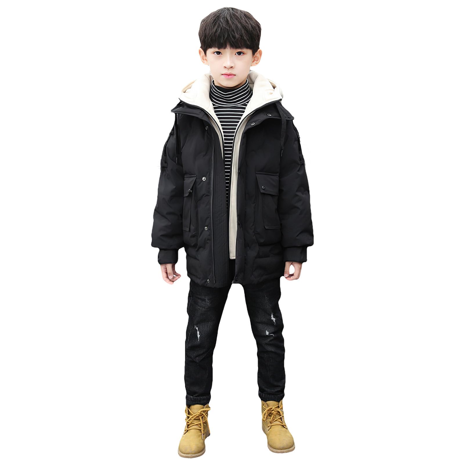 amropi Chaqueta Invierno para Niño Abrigo con Capucha Parka Cortavientos Cálido Jacket para 3-12 años