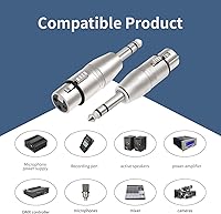 Vista 4 de Adaptador XLR hembra a TRS de 1/4 pulgadas, paquete de 2, conector equilibrado macho a XLR hembra para micrófono, interfaz de audio, mezclador