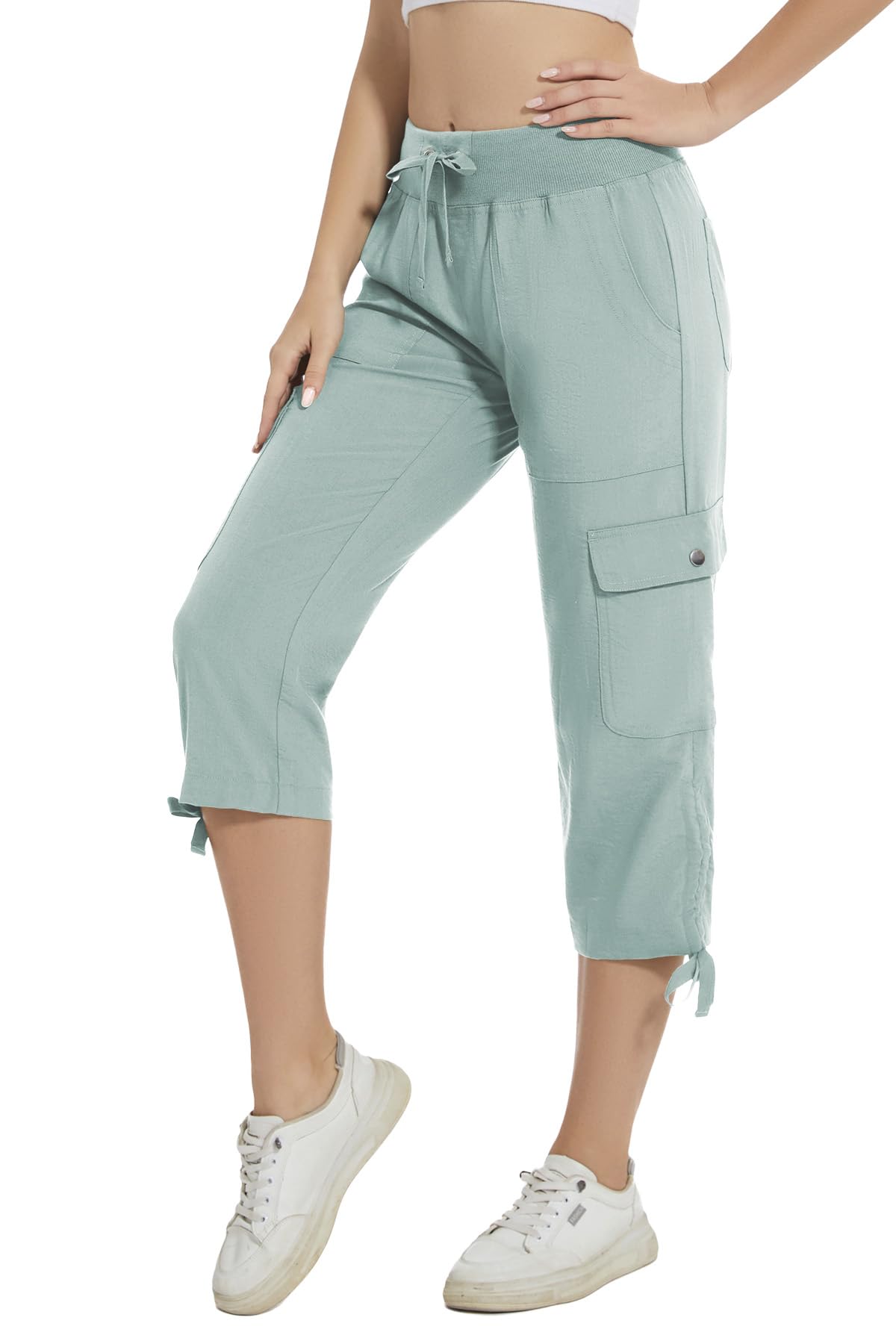 Huayuzh Pantaloni cargo da donna a 3/4, estivi, leggeri, traspiranti, atletici, viaggi, casual, per attività all'aria aperta