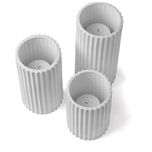 yummi Set of 12 Selene Slim Pillar Candles and Ceramic Cylinders