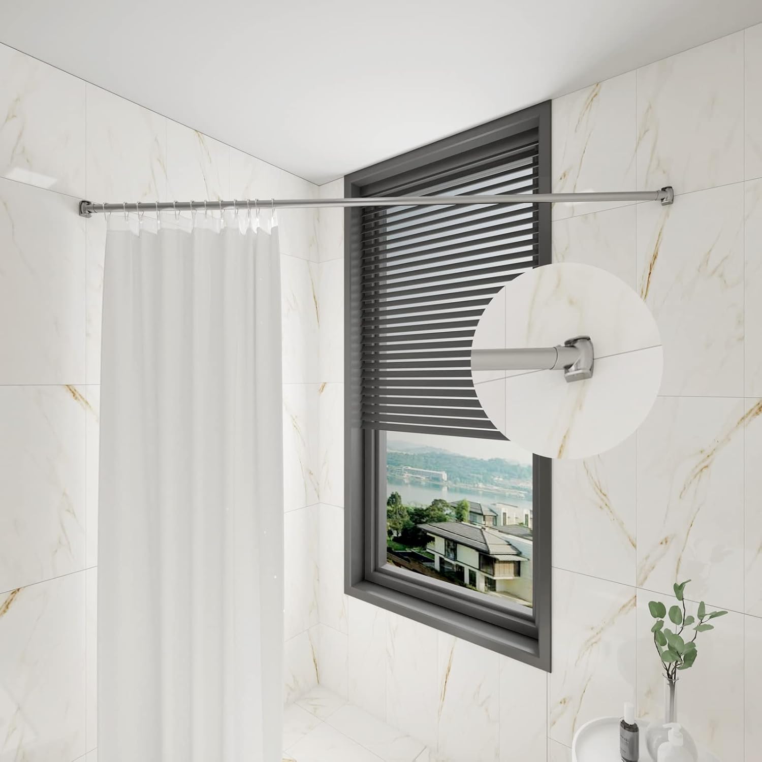 Naiture Shower Curtain Rod Single Swivel Flange or Bracket, Sold in Pair, Brushed Nickel Finish