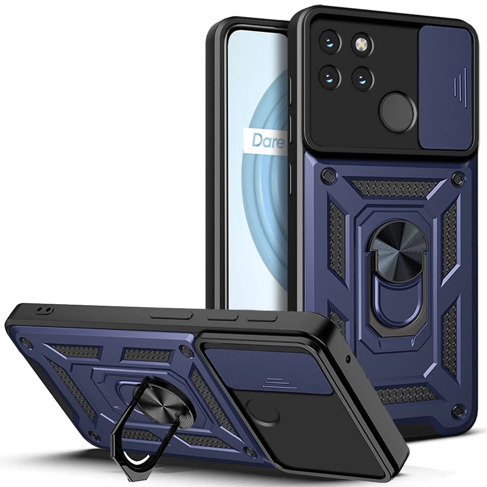 Custodia Realme C21Y/C25Y Con Copri-Fotocamera Scorrevole E Anello
