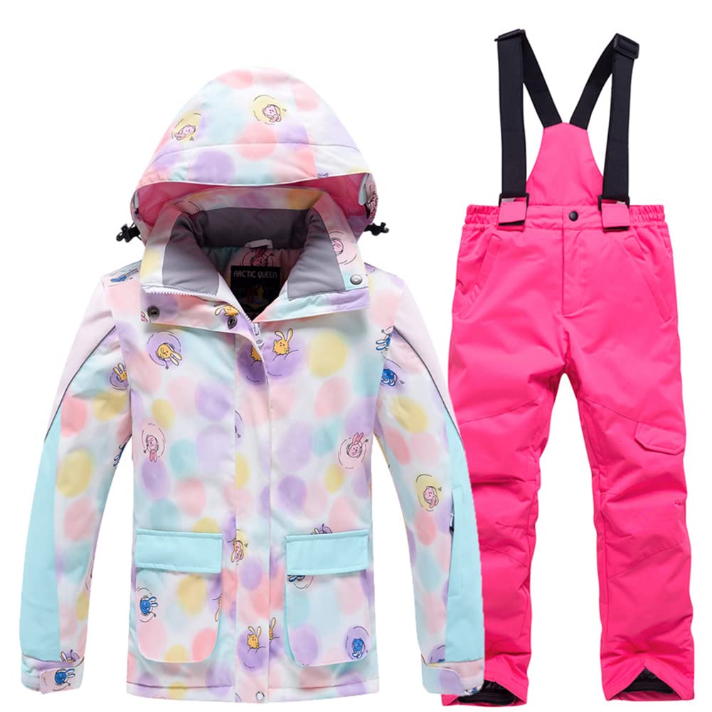 Girls/Boys Snowsuits Hooded Insulated Windproof Winer Coats Ski Jacket Snow Pants Set