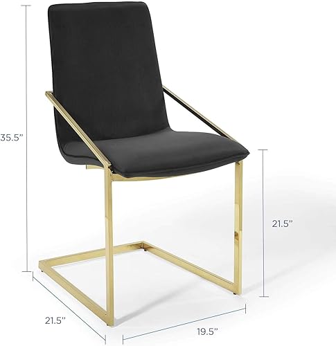 Miniatura 3 de Modway Pitch Performance - Sillón de comedor de terciopelo, dorado y negro, 21.5 x 19.5 x 35.5